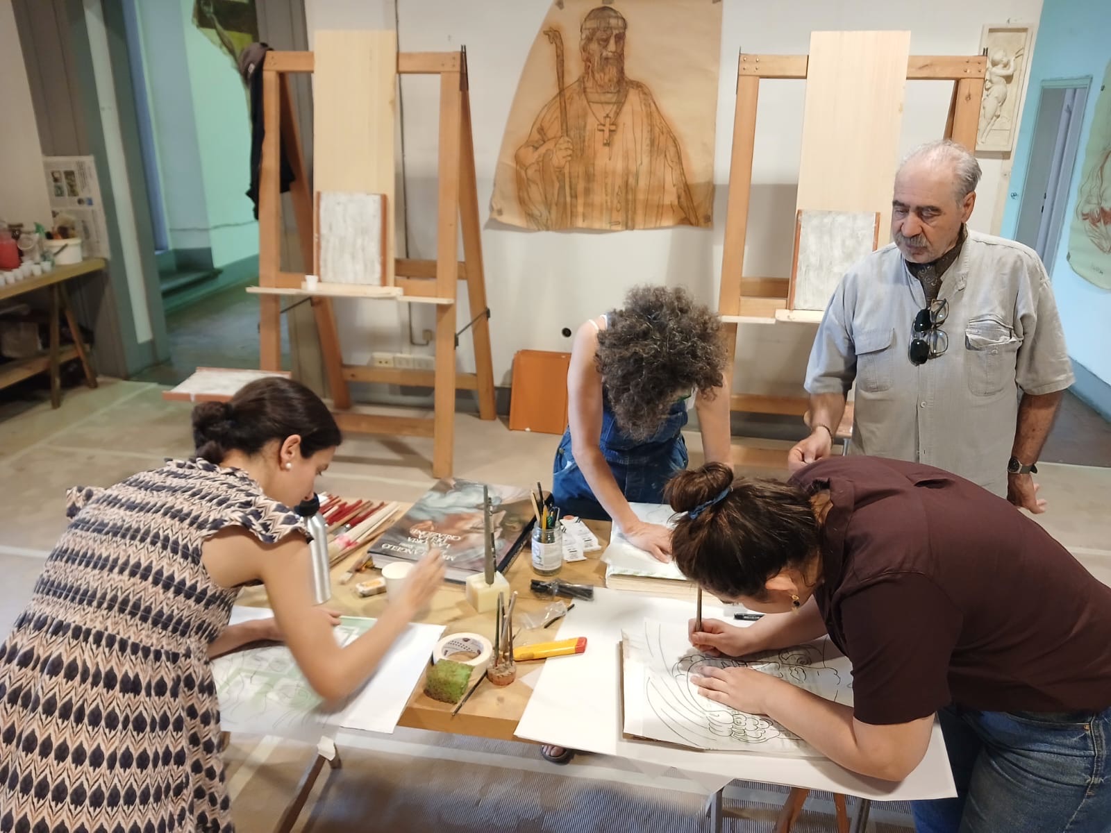 Al lavoro sui primi cartoni dell'affresco, Modulo I